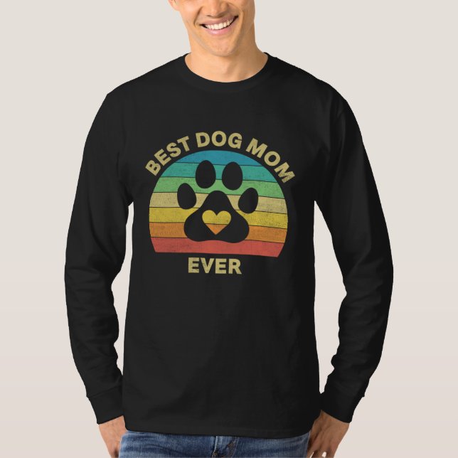 Best Dog Mom Ever Mothers Day Dog Paw Print Girls  T-Shirt (Front)