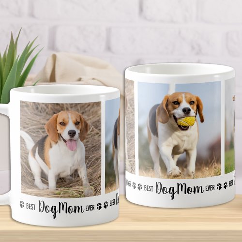 Best Dog Mom Ever Personalized 3 Pet Picture Coffee Mug