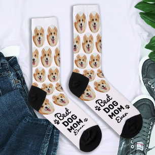 Best DOG MOM Ever Personalized Cute Pet Photo Socks