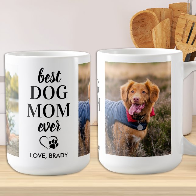 BEST Dog Mom Ever Personalized Pet 2 Photo Coffee  Coffee Mug (Creator Uploaded)
