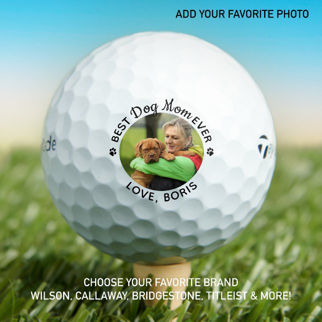 Best DOG MOM Ever Personalized Pet Photo Birthday Golf Balls (Creator Uploaded)