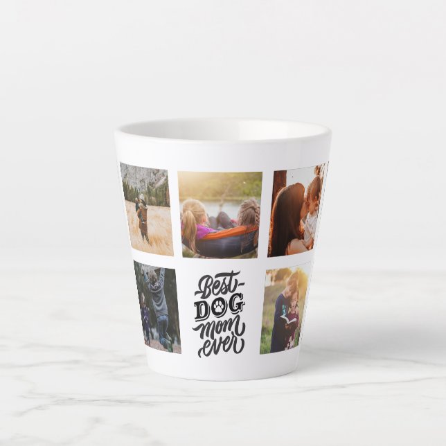 Best Dog Mom Ever Personalized Photo Collage Latte Mug (Front)