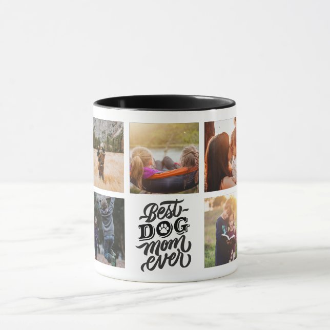 Best Dog Mom Ever Personalized Photo Collage Mug (Center)