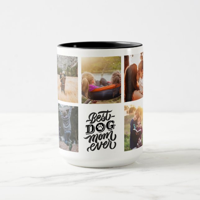 Best Dog Mom Ever Personalized Photo Collage Mug (Center)