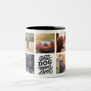 Best Dog Mom Ever Personalized Photo Collage Two-Tone Coffee Mug