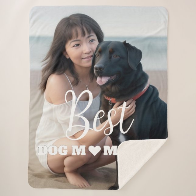 Best Dog Mom Ever Personalized Sherpa Blanket (Front)