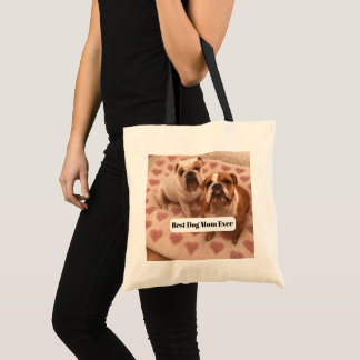 BEST DOG MOM EVER PESONALIZED PHOTO TOTE BAG