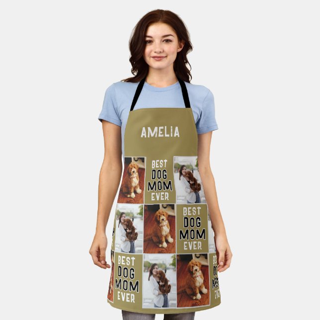Best Dog Mom Ever Pet Owner 2 Photos Apron (Worn)