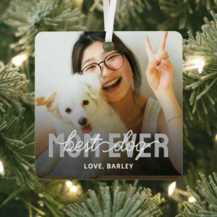 Best Dog Mom Ever Pet Photo Metal Ornament
