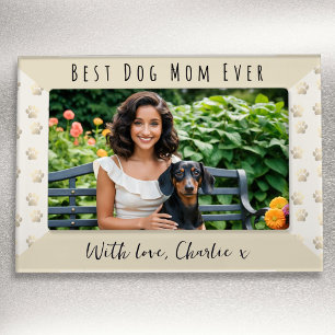 Best Dog Mom Ever Pet's Name Cream Pawprints Magnetic Frame