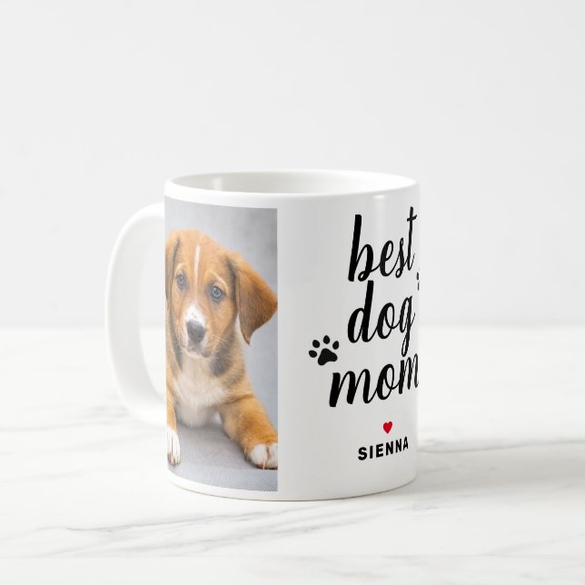 Best Dog Mom Ever Photo Paw Print Coffee Mug (Front Left)