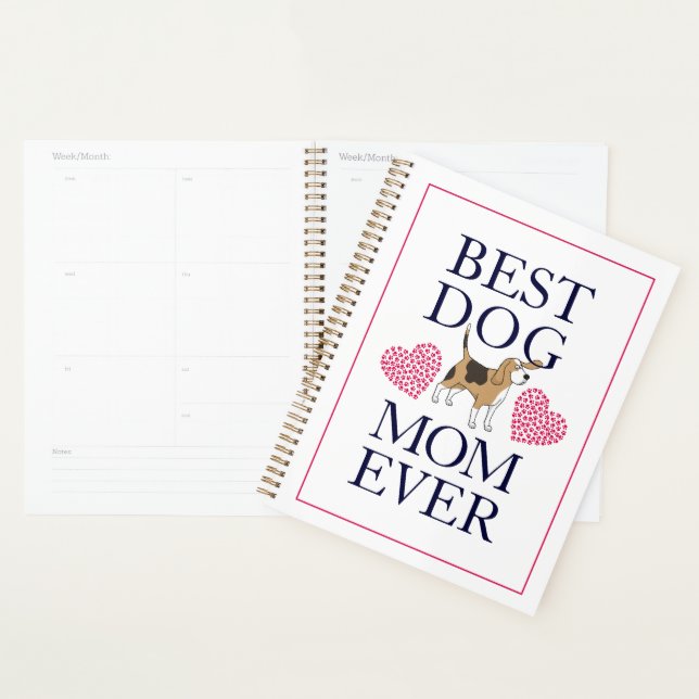 Best Dog Mom Ever! Pink Paw Prints Hearts Planner (Display)