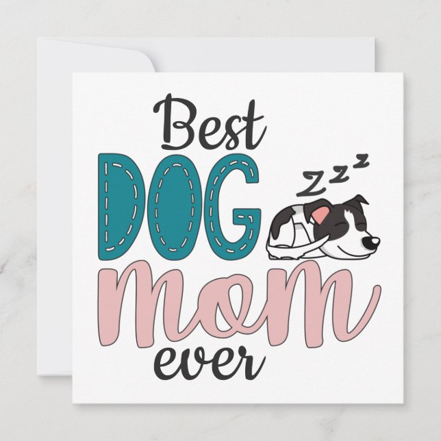 Best dog mom ever w/ cute sleeping puppy pawprints card (Front)