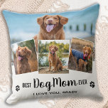 Best Dog Mom Ever White Photo Collage Throw Pillow<br><div class="desc">Best Dog Mom Ever♡... Surprise your favorite Dog Mom whether it's her birthday, Mother's Day or Christmas with this super cute custom photo collage pillow. Customize this dog pillow with the dog's 4 favorite photos ! Pillow is double sided, both sides are identical. It'll be a treasured keepsake for years...</div>