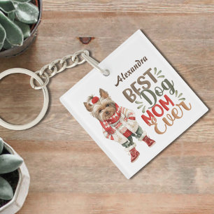 Best Dog Mom Ever Yorkie Custom Keychain