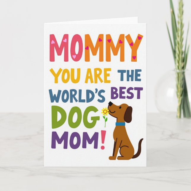 Best Dog Mom Floral Art Card (Front)