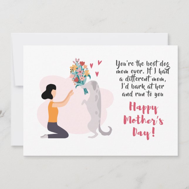 Best Dog Mom Happy Mothers Day Flowers Holiday Card (Front)