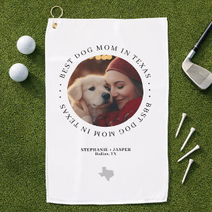 Best Dog Mom in Texas Personalized Photo Golf Towel
