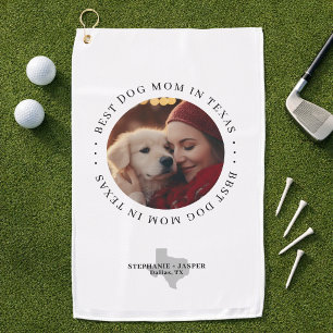 Best Dog Mom in Texas Personalized Photo Golf Towel