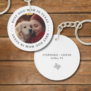 Best Dog Mom in Texas Personalized Photo Keychain