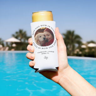 Best Dog Mom in Texas Personalized Photo Seltzer Can Cooler