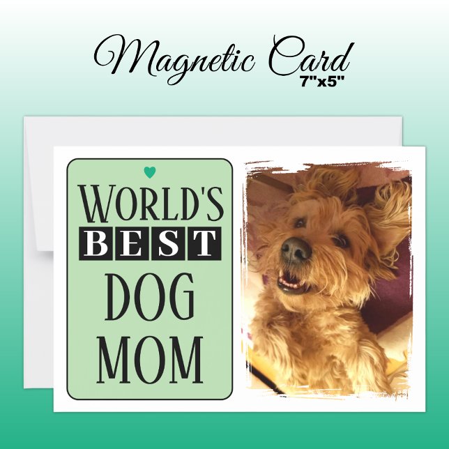Best dog mom or dad photo green magnetic card (Creator Uploaded)