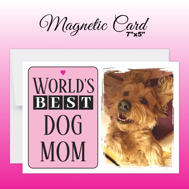 Best dog mom or dad photo pink magnetic card (Creator Uploaded)