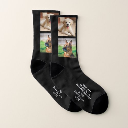 Best Dog Mom Personalized 2 Photos Black Socks