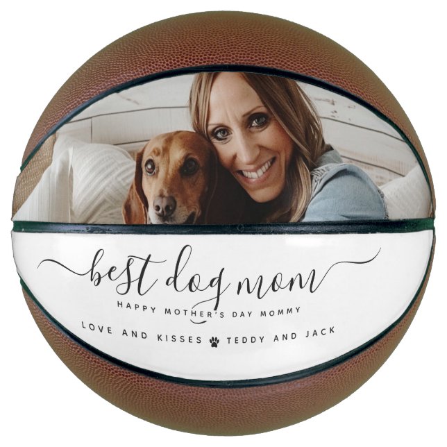 Best Dog Mom: Personalized Dog Photo Mother's Day Basketball (Front)
