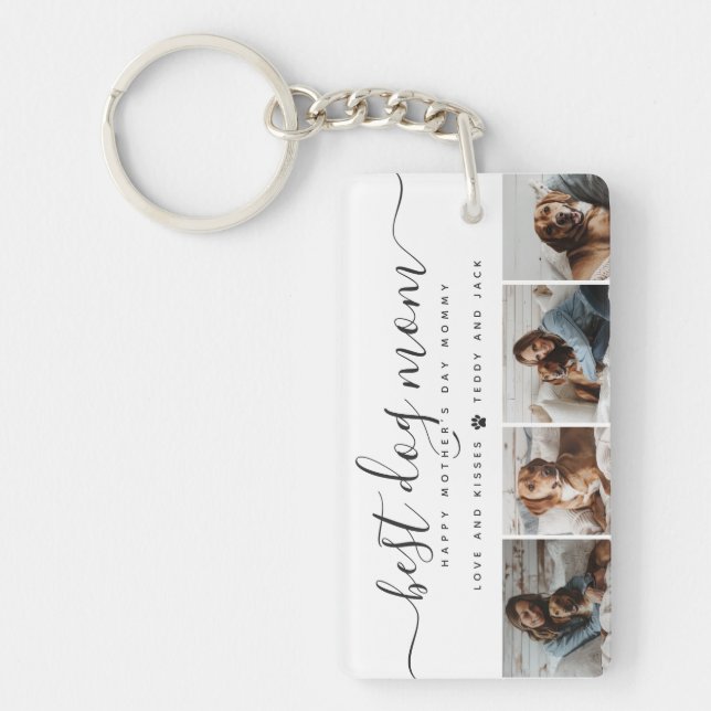 Best Dog Mom: Personalized Dog Photo Mother's Day Keychain (Front)