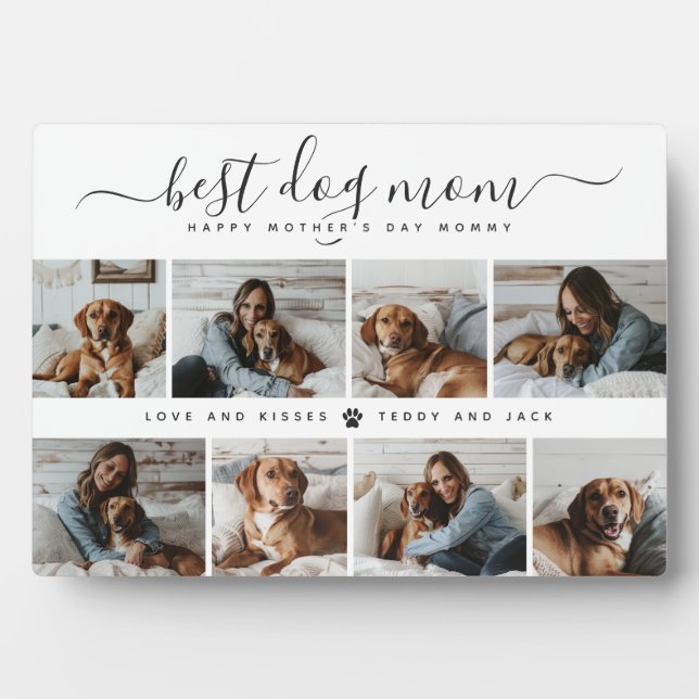 Best Dog Mom: Personalized Dog Photo Mother's Day Plaque (Front)