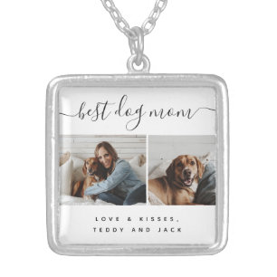 Best Dog Mom: Personalized Dog Photo Mother's Day Silver Plated Necklace