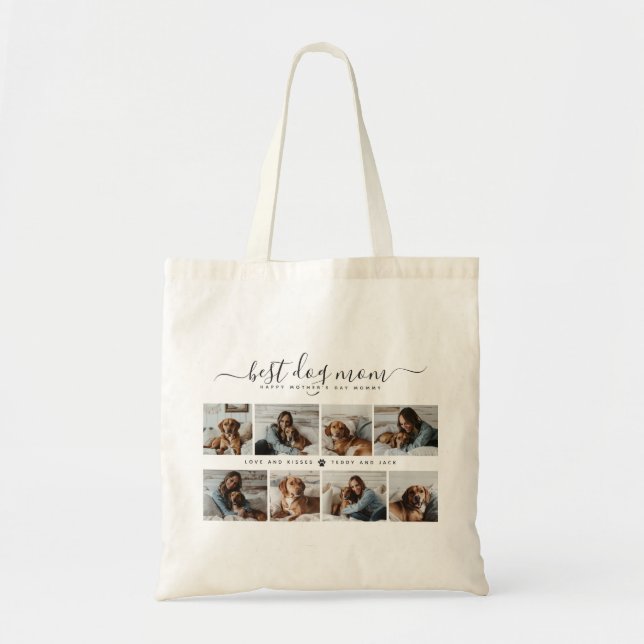 Best Dog Mom: Personalized Dog Photo Mother's Day Tote Bag (Front)
