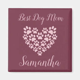 Best Dog Mom Personalized Magnet Maroon