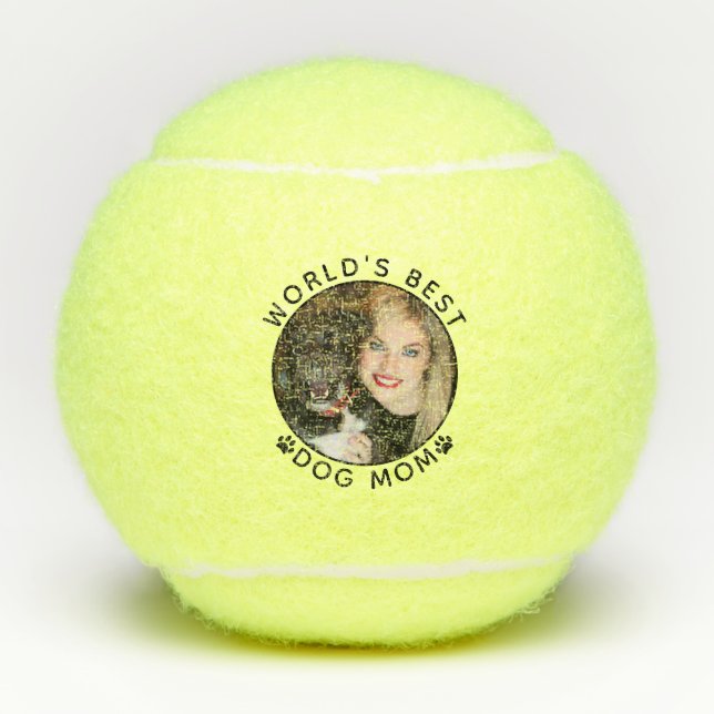 Best Dog Mom Personalized Photo Tennis Balls (Front)