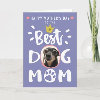 Best Dog Mom Pet Photo Cute Purple Mothers Day Holiday Card