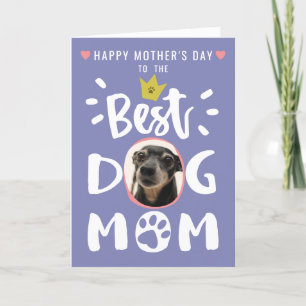 Best Dog Mom Pet Photo Cute Purple Mothers Day Holiday Card