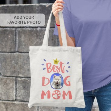 Best Dog Mom Pet Photo Paw Print Cute Pink Text