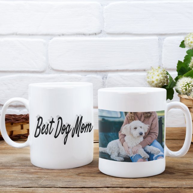 Best Dog Mom Photo Black  text  Coffee Mug (Creator Uploaded)
