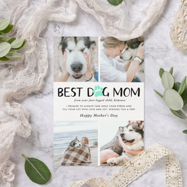 Best Dog Mom | Photo Collage Mother's Day Card (Creator Uploaded)