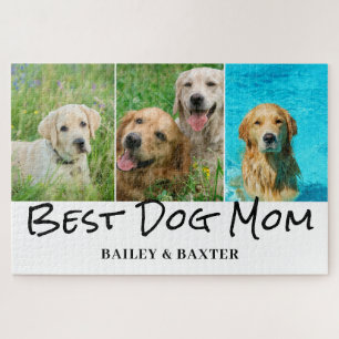Best Dog Mom Photo Collage Name Jigsaw Puzzle