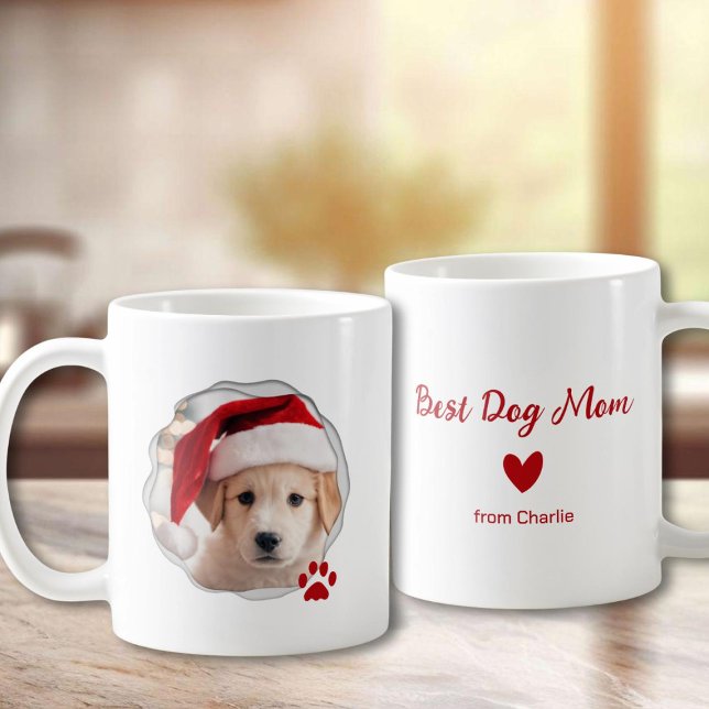  Best Dog Mom Photo Red Paw Coffee Mug (Creator Uploaded)