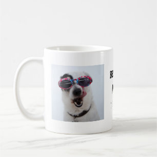 Best Dog Mom, Two Photo Handwritten Text  Coffee Mug