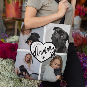 Best Dog Mommy 4 Photo Collage Personalized Tote Bag