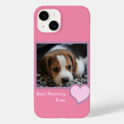Best Dog Mommy Ever Pink Text Pet Beagle Photo Case_Mate iPhone 14 Case