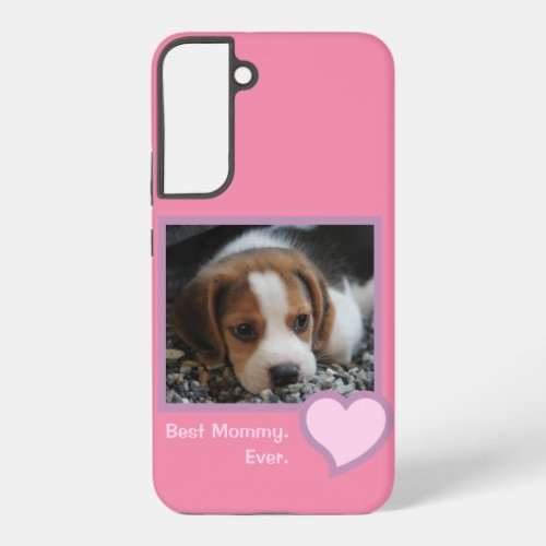 Best Dog Mommy Ever Pink Text Pet Beagle Photo  Samsung Galaxy S22 Case