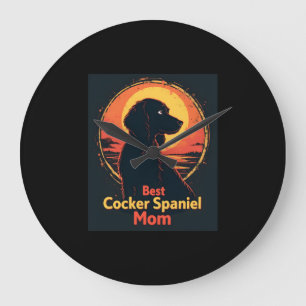 Best Dog Mother Mom - Vintage Cocker Spaniel T-Shi Large Clock
