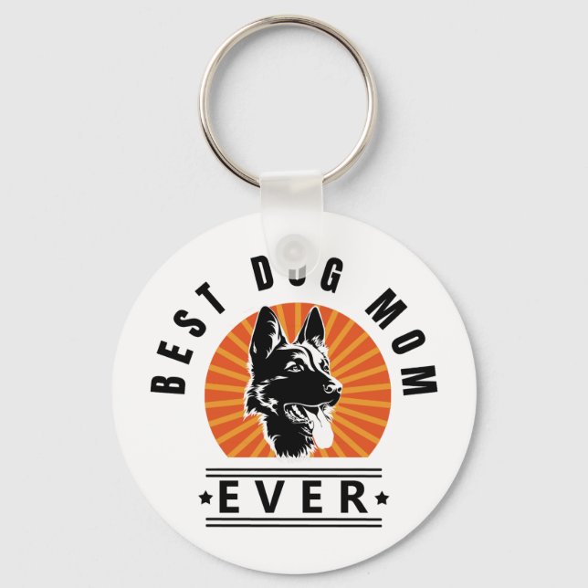Best Dog Mum Ever German Shepherd Dog Sunburst Keychain (Front)
