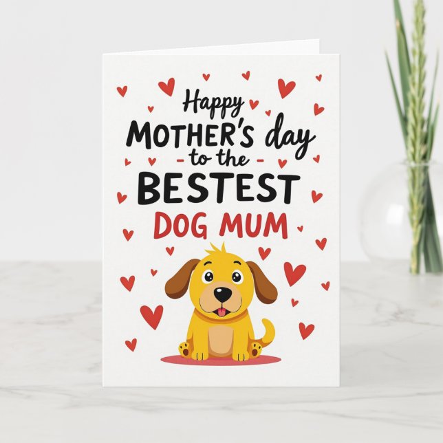 Best Dog Mum Hearts Mothers Day Card (Front)