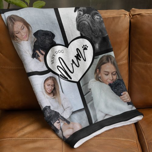 Best Dog Mum  Photo Collage Fleece Blanket